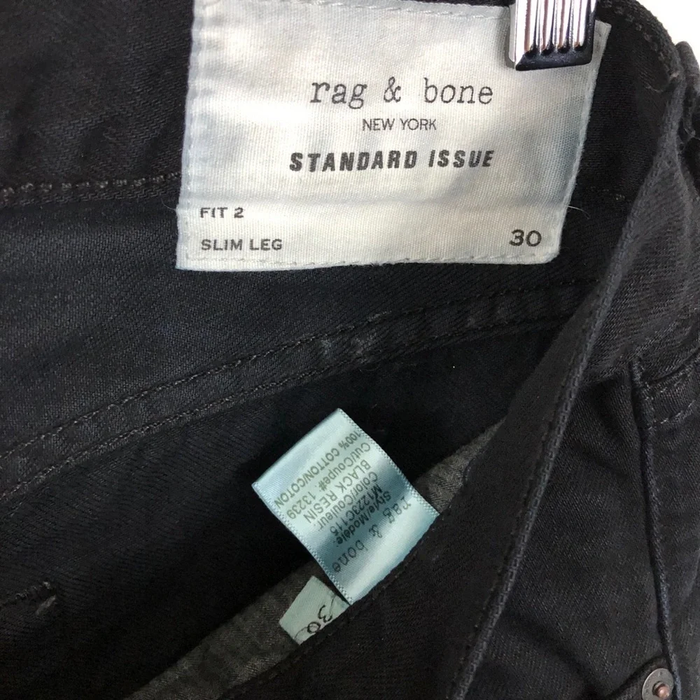 Rag & Bone Black Resin Fit2 Skinny Slim Jeans 30